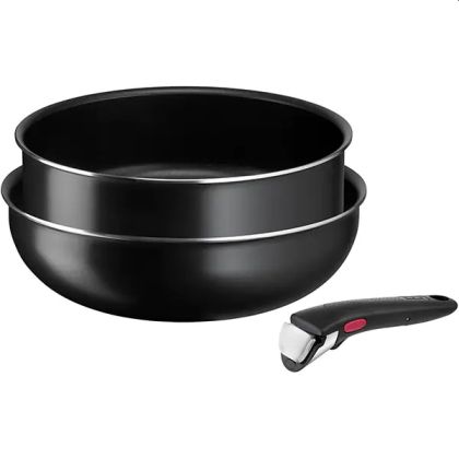 Комплект тигани и тенджери Tefal L1539153 Easy Cook & Clean wok26 + stp24 + handle