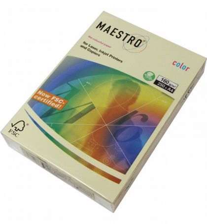 Цветен картон Maestro Color Ванилия, А4, 250 л. 160 g/m2