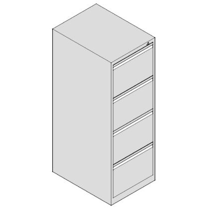 Шкаф за висящи папки Практик AFC04 Единичен с 4 чекмеджета, 46.6x63.1x133 cm, Сив