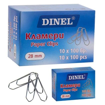 Кламери Dinel Никелирани 28 mm, 100 бр.