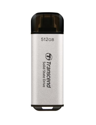 Твърд диск Transcend 512GB, USB External SSD, ESD300S, USB 10Gbps, Type C, Silver