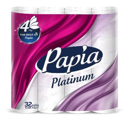 Тоалетна хартия Papia Pure Soft 100% целулоза, четирипластова 32 бр. Бяла