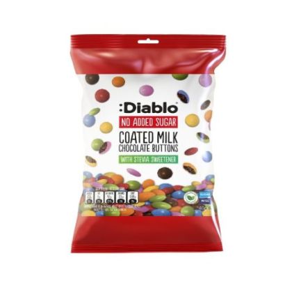 Шоколадови дражета Diablo, с млечен шоколад без добавена захар, 40 g