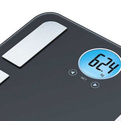 Везна Beurer BF 195 diagnostic bathroom scale; round LCD display; Weight, body fat, body water, muscle percentage, bone mass, AMR calorie display; 180 kg