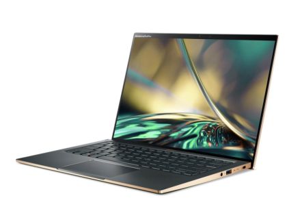 Лаптоп Acer Swift 5, SF514-56T-70F5, Core i7-1260P (up to 4.7GHz, 18MB), 14" 2.5K (2560 x 1440) IPS touch, 16GB LPDDR5, 1024GB PCIe SSD, Intel UMA, WIFI 6E BT 5.0 INTEL Killer CNVi, Backlit KB, FPR, Win 11 Home, Steam Blue+Acer 7in1 Type C dongle