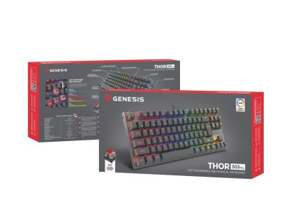 Клавиатура Genesis Mechanical Gaming Keyboard Thor 303 TKL RGB Backlight Red Switch US Layout Black