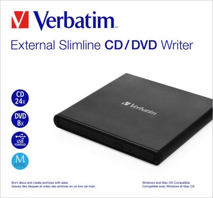 Оптично устройство Verbatim Mobile DVD ReWriter USB 2.0 Black (Light Version)