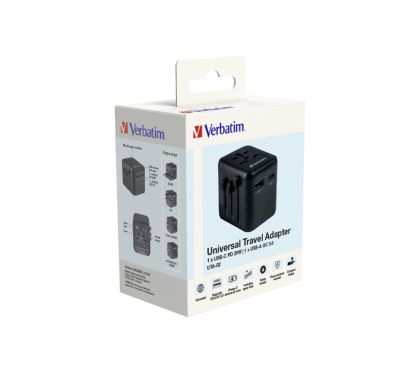 Адаптер Verbatim UTA-02 Universal Travel Adapter with 1 x USB-C PD 20W / 1 x USB-A QC 3.0