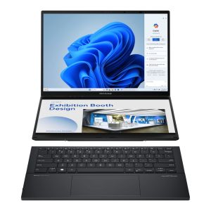 Лаптоп Asus ZenBook Duo 14 UX8406MA-PZ346X, Screen Pad Plus, Intel ULTRA 7 155H ,14" OLED, WQXGA+ ( 2880X1800 ) 16:10Touch, 32GB LPDDR5X (on bd), 1TB SSD, Soft Keyboard, Windows11 Pro,GREY