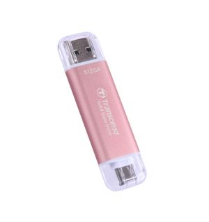 Твърд диск Transcend 512GB, USB External SSD, ESD310P, USB 10Gbps, Type C/ A, Pink