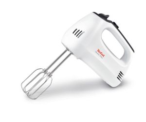 Миксер Tefal HT310138, Hand Mixer, 300W, 5 Speeds + turbo,  2 Beaters, 2 Dough hooks, white/dark grey