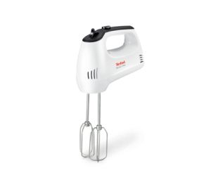 Миксер Tefal HT310138, Hand Mixer, 300W, 5 Speeds + turbo,  2 Beaters, 2 Dough hooks, white/dark grey