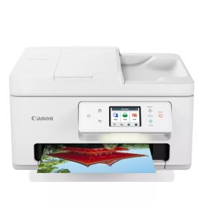 Мастилоструйно многофункционално устройство Canon PIXMA TS7750i All-In-One, White + Canon Photo Cube and Frame + PP-201 5x5” Photo Paper Plus Glossy II (40 sheets) - Creative Pack, Blue