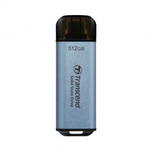 Твърд диск Transcend 512GB, USB External SSD, ESD300C, USB 10Gbps, Type C, Sky Blue