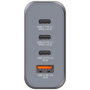 Зарядно устройство Verbatim GNC-140 GaN Charger 4 Port 140W USB A/C (EU/UK/US)