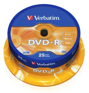 Медия Verbatim DVD-R AZO 4.7GB 16X MATT SILVER SURFACE (25 PACK)