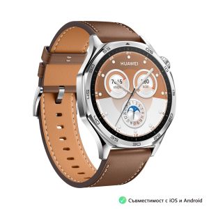 Часовник Huawei Watch GT5 Vili-B19L, 1.43", Amoled 466x466 PPI 326, BT5.2 BLE/BR/EDR, 5ATM, 524mAh, Screenshot sharing, support message input, message notifications, Battery life up to 14 days, Compatible with iOS and Android devices, Brown Leather