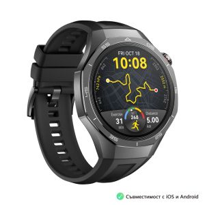 Часовник Huawei Watch GT5 Pro Vili-B29F, 1.43", Amoled, 466x466, PPI 326, BT5.2, BLE/BR/EDR, 524mAh, 40-meter free diving, HUAWEI TruSense System, ECG analysis, Battery life up to 14 days, Compatible with iOS and Android devices, Black Fluoroelastomer