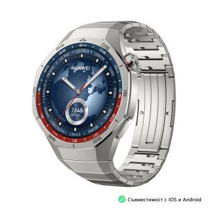 Часовник Huawei Watch GT5 Pro Vili-B29M, 1.43", Amoled, 466x466, PPI 326, BT5.2, BLE/BR/EDR, 524mAh, 40-meter free diving, HUAWEI TruSense System, ECG analysis, Battery life up to 14 days, Compatible with iOS and Android devices, Titanium