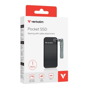 Твърд диск Verbatim Pocket SSD USB 3.2 Gen 2 1TB Black/Grey