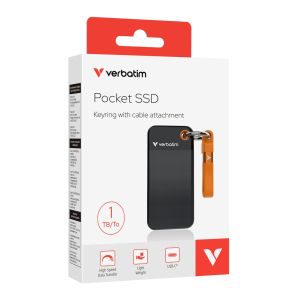 Твърд диск Verbatim Pocket SSD USB 3.2 Gen 2 1TB Black/Orange