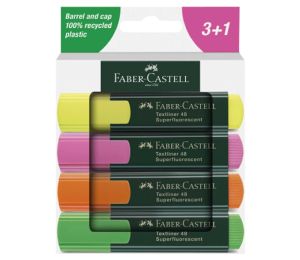 Комплект текст маркери Faber-Castell 1548 Скосен връх 1-5 mm 3+1 цвята