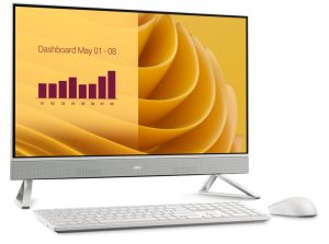 Настолен компютър - всичко в едно Dell 27 All-in-One EC27250, Intel Core i5-1334U (12 MB cache, 10 cores, up to 4.60GHz), 27" FHD (1920x1080) WVA, 16GB, 2x8GB, DDR5, 5200 MT/s, 512GB M.2 PCIe SSD, Intel Iris Xe Graphics, Triangle Stand, 5MP IR Tilt Cam, W