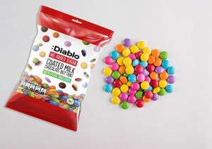 Фъстъци покрити с млечен шоколад Diablo, без добавена захар, 40 g