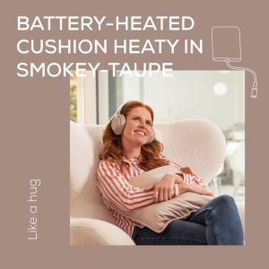 Термоподложка Beurer HK 77 Heaty smokey-taupe;lithium-ion battery; Soft velvet cushion cover machine-washable at 30°C; 3 temperature settings; Fast heating; BSS; 45(L)x45(W) cm