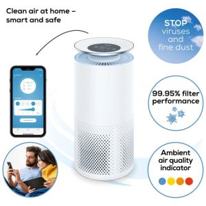 Пречиствател на въздух Beurer LR 400 WIFI / BT Air purifier white- App-controlled  "beurer FreshHome" app; CADR  approx. 266 m3/h; Smart Sensor PM 2.5 2g / m2; three-layered filter system; 4 levels + Turbo; Timer; Colored indoor air quality indicator; 69m