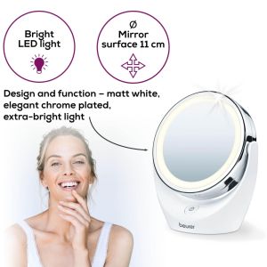 Козметично огледало Beurer BS 49 lluminated cosmetic mirror; 12 LEDs; 5 x zoom; 2 mirrors; 11 cm