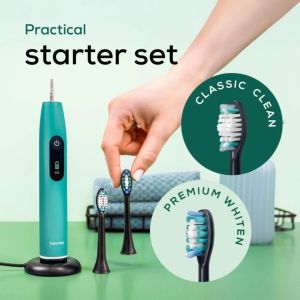 Електрическа четка за зъби Beurer SC 50 ocean breeze Electric Sonic Toothbrush, up to 80,000 mov/min, 5 cleaning programs: Clean, Sensitive, Polish, Gum Care, Whiten, Pressure sensor , 2-min. timer, Incl. 2 toothbrush heads and magnetic charging plate, 22