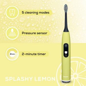 Електрическа четка за зъби Beurer SC 50 splashy lemon Electric Sonic Toothbrush, up to 80,000 mov/min, 5 cleaning programs: Clean, Sensitive, Polish, Gum Care, Whiten, Pressure sensor , 2-min. timer, Incl. 2 toothbrush heads and magnetic charging plate, 2