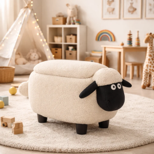 Детска табуретка с ракла - бежова овца