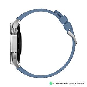 Часовник Huawei Watch GT5  Vili-B19W, 1.43", Amoled 466x466 PPI 326, BT5.2 BLE/BR/EDR, 5ATM, 524mAh, Screenshot sharing, support message input, message notifications, Battery life up to 14 days, Compatible with iOS and Android devices, Blue Woven