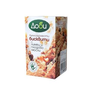 Бисквити с лимец и плодово мюсли, пълнозърнести, “Доби”, 150гр