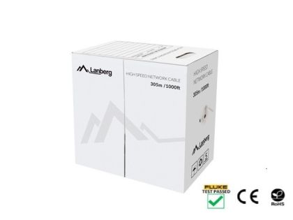 Кабел Lanberg LAN cable CAT.5e utp 305m solid cu black fluke