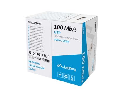 Кабел Lanberg LAN cable 100mb/s 100m solid cca grey