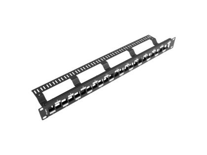 Пач панел Lanberg patch panel blank 24 port 1U staggered with organizer for keystone modules, black