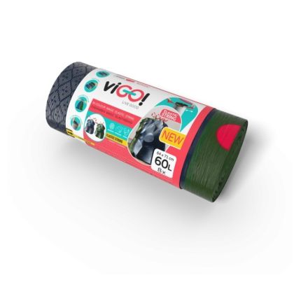 Торби за смет viGO! с ластик,  60 L, 54х62 cm, 8 бр., Черен