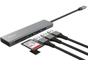 USB хъб TRUST Halyx Fast USB-C Hub & Card Reader