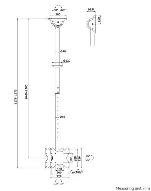 Стойка Neomounts Back-to-Back Screen Ceiling Mount (Height: 106-156 cm)