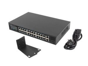 Комутатор Lanberg switch 24x 100mb poe+/2x combo rack 19" gigabit ethernet 360w v2