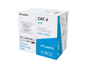 Кабел Lanberg LAN cable CAT.6 305m solid cca grey fluke passed