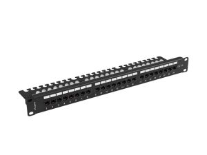 Пач панел Lanberg patch panel 24 port 1U 19" CAT.5e utp with cable organizer black