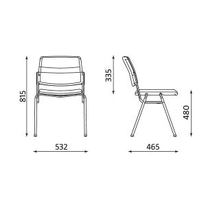 Стол Isit Arm Black Посетителски, Изкуствена кожа, Черен
