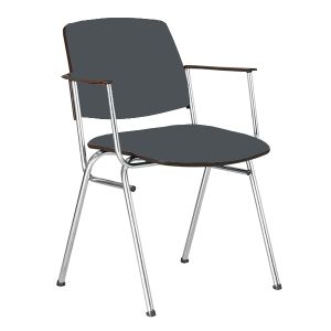Стол Isit Arm Chrome Посетителски, Текстил, Сив