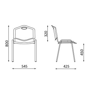 Стол ISO Plastic Black Посетителски, Пластмаса, Червен