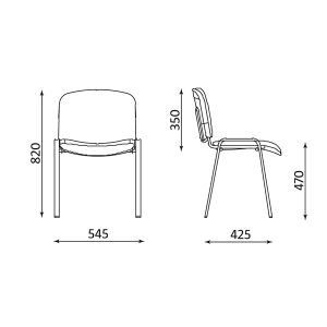 Стол ISO Bianco Chrome Посетителски, Текстил, Черен