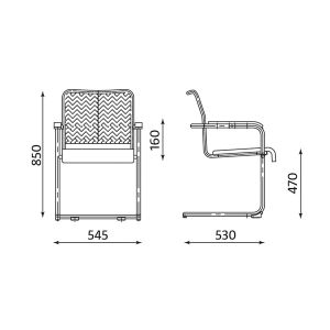 Стол Rumba Net Chrome Посетителски, Мрежа и текстил, Черен